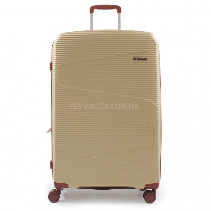 Валіза середня М поліпропілен беж 66х44х28+5см/80л/3.6кг/Worldline 293, фото 2
