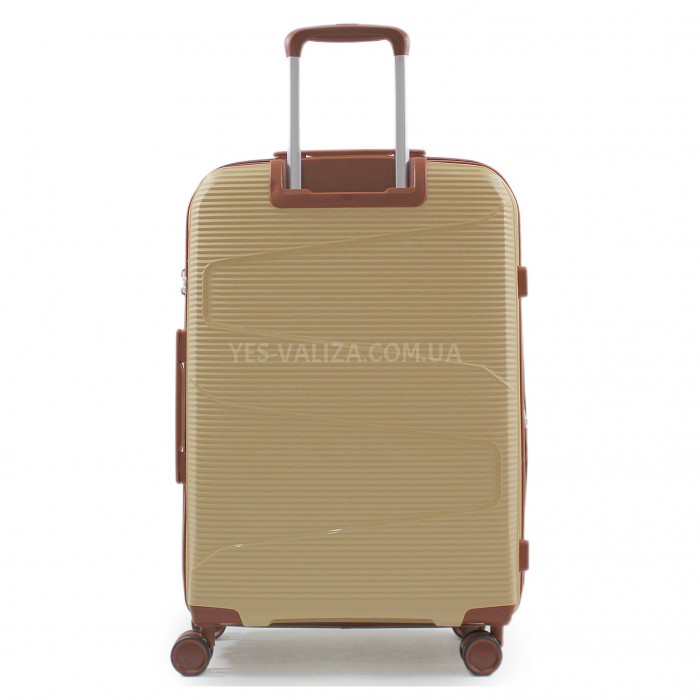 Чемодан средний М полипропилен беж 66х44х28+5/80л/3.6кг/Worldline 293, фото 3