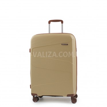 Валіза середня М поліпропілен беж 66х44х28+5см/80л/3.6кг/Worldline 293