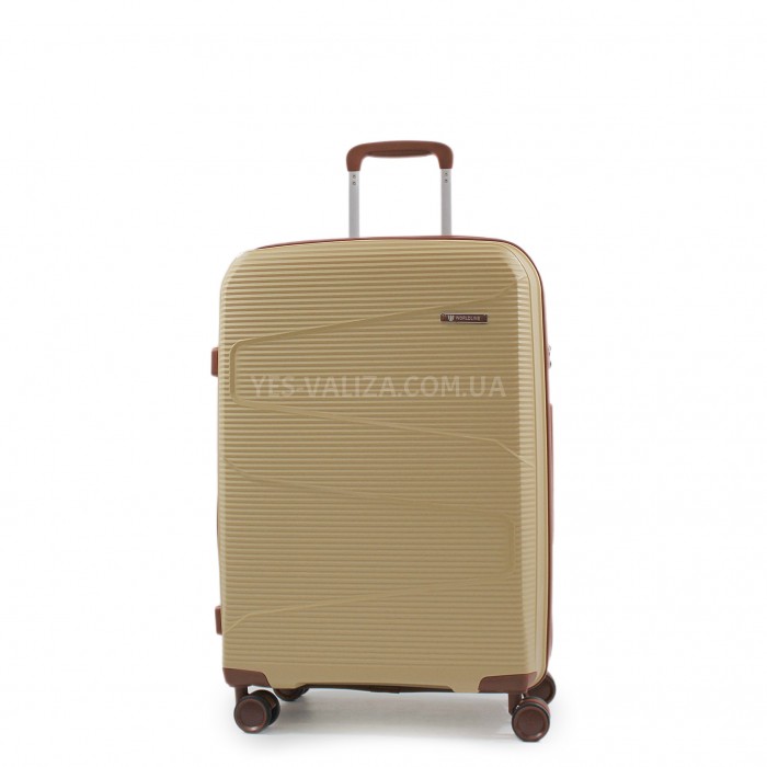 Валіза середня М поліпропілен беж 66х44х28+5см/80л/3.6кг/Worldline 293, фото 1