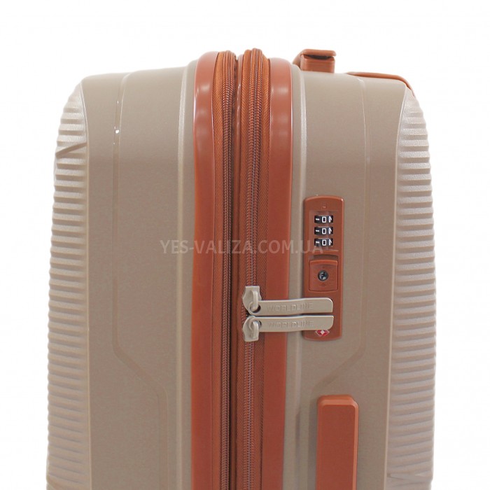 Валіза велика L поліпропілен беж 76х50х32+5см/118л/4.6кг/Worldline 293, фото 8