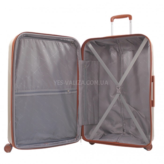 Валіза велика L поліпропілен беж 76х50х32+5см/118л/4.6кг/Worldline 293, фото 9