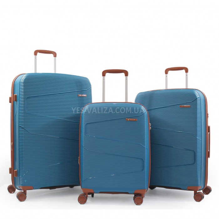 Валіза велика L поліпропілен синя 76х50х32+5/118л/4.6кг/Worldline 293, фото 1