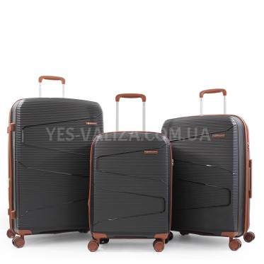 Набір валіз Франція (L M S-3шт) поліпропілен чорний Worldline 293