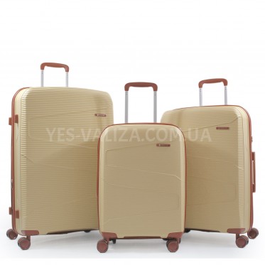 Набор чемоданов Франция (L M S-3шт) полипропилен бежевый/Worldline 293