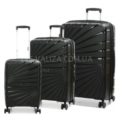 Набір валіз Франція (L M S-3шт) поліпропілен чорний/Worldline 287