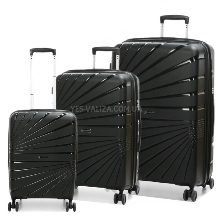 Набор чемоданов Франция (L M S-3шт) полипропилен чёрный/Worldline 287, фото 1