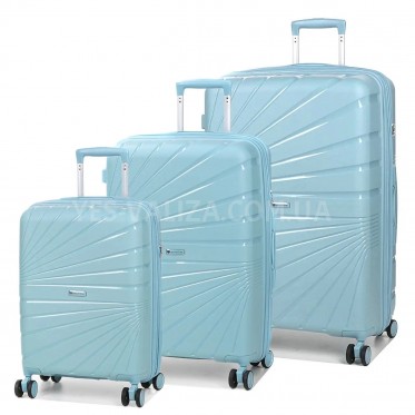 Набір валіз Франція (L M S-3шт) поліпропілен голубий Worldline 287