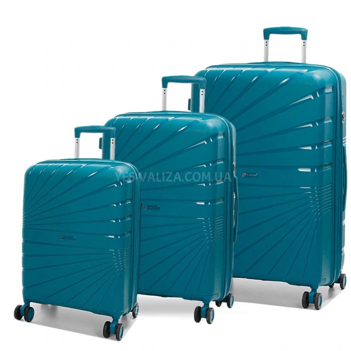 Набір валіз Франція (L M S-3шт) поліпропілен бірюза Worldline 287, фото 1