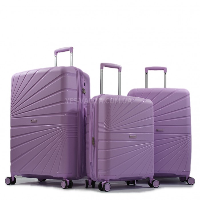 Набір валіз Франція (L M S-3шт) поліпропілен бузок Worldline 287, фото 2