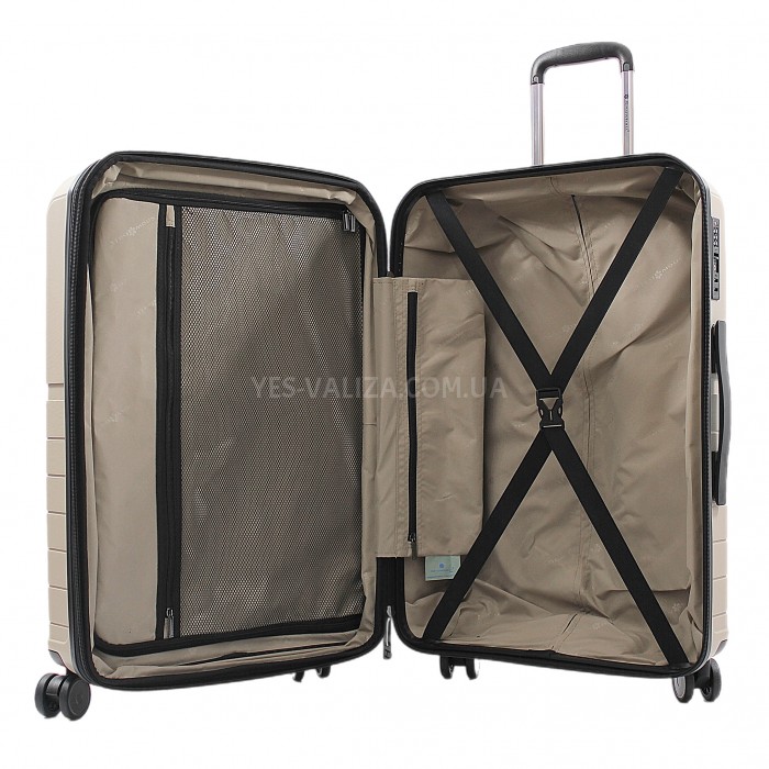 Чемодан средний M полипропилен беж 67х45х26+5/82л/3.8кг/Snowball 39403, фото 10