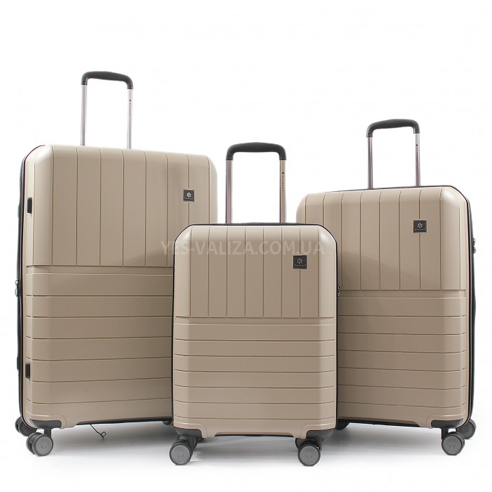 Набор чемоданов Франция (L M S-3шт) полипропилен беж./Snowball 39403, фото 1