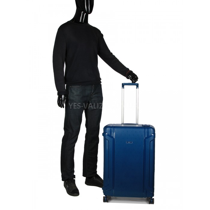 Валіза середня M поліпропілен синій 68х47х27см/76л/4.6кг/Airtex 645, фото 3