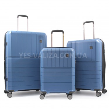 Набор чемоданов Франция (L M S-3шт) полипропилен синий/Snowball 39403