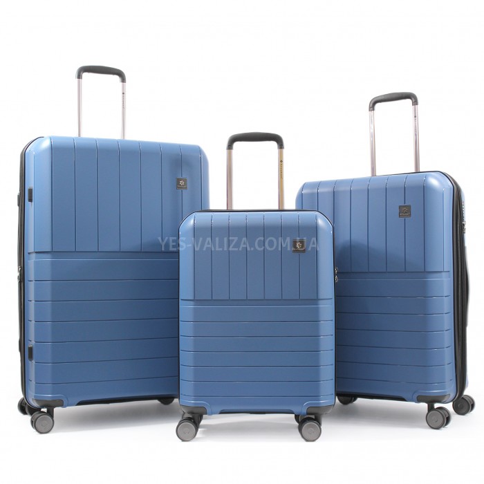 Набор чемоданов Франция (L M S-3шт) полипропилен синий/Snowball 39403, фото 1