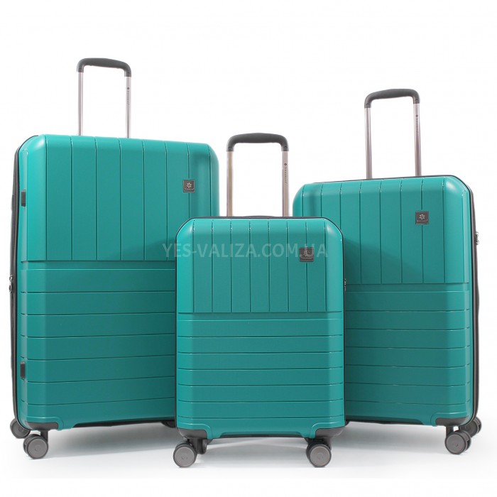Набор чемоданов Франция (L M S-3шт) полипропилен зелёный/Snowbal 39403, фото 1