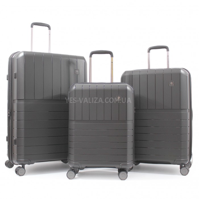 Набор чемоданов Франция (L M S-3шт) полипропилен серый/Snowball 39403, фото 1