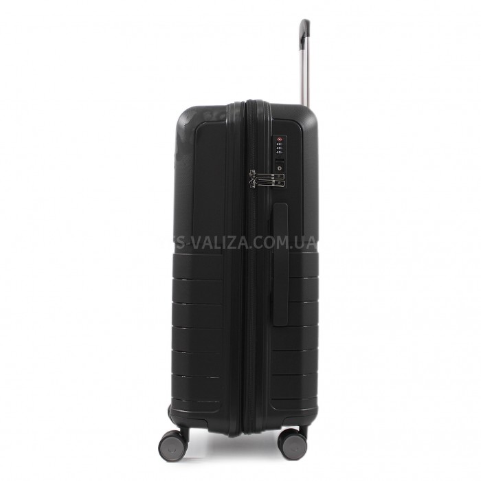 Чемодан средний M полипропилен чёрный67х45х26+5/82л/3.8кг/Snowbal39403, фото 2