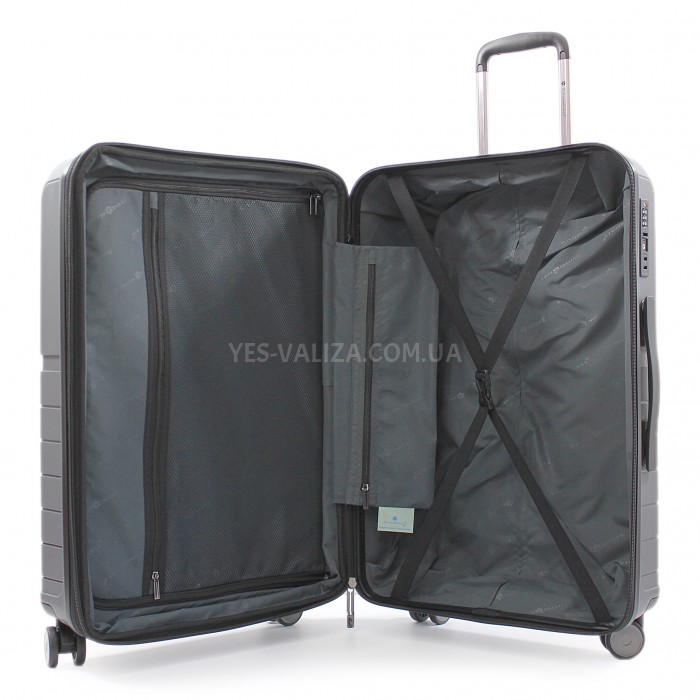 Чемодан средний M полипропилен серый 67х45х26+5/82л/3.8кг/Snowbal39403, фото 7