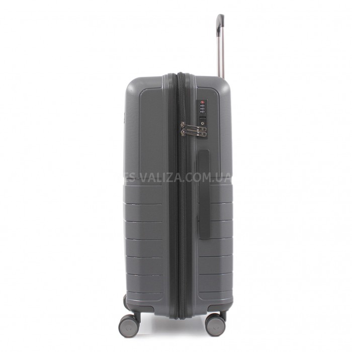 Чемодан средний M полипропилен серый 67х45х26+5/82л/3.8кг/Snowbal39403, фото 4