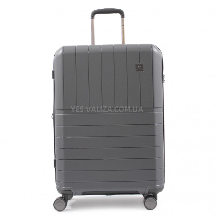 Чемодан средний M полипропилен серый 67х45х26+5/82л/3.8кг/Snowbal39403, фото 2