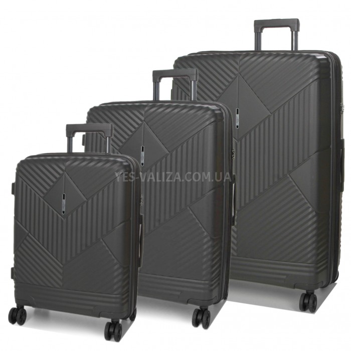 Набір валіз Франція (L M S-3шт) поліпропілен сірий/Airtex 639, фото 1