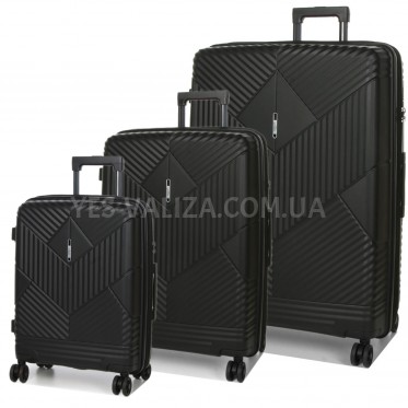 Набір валіз Франція (L M S-3шт) поліпропілен чорна/Airtex 639