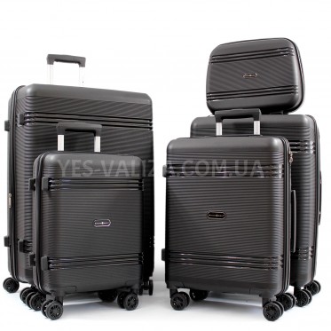 Набор чемоданов Франция (L M S XS+BC-5шт) полипропилен чёрный/Snowball