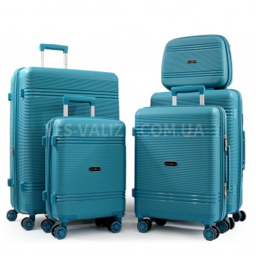 Набір валіз Франція (L M S XS+BC-5шт) поліпропілен синій/Snowball