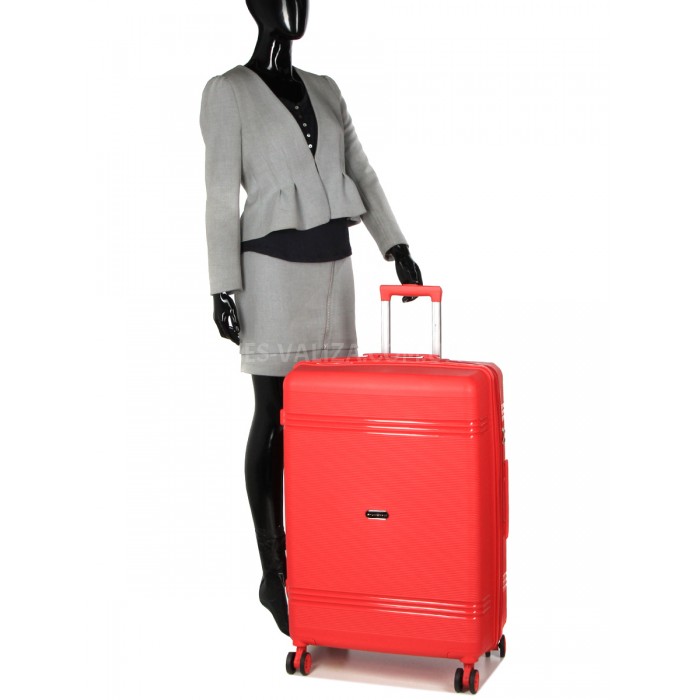 Набір валіз Франція (L M S XS+BC-5шт) поліпропілен червоний/Snowball, фото 14