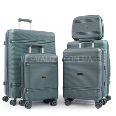 Набір валіз Франція (L M S XS+BC-5шт) поліпропілен зелений/Snowball