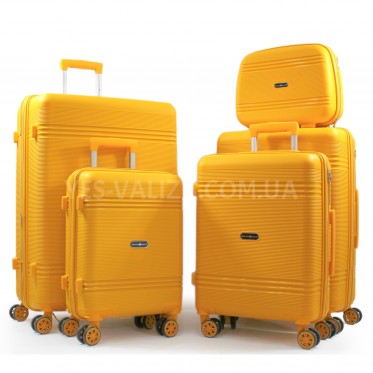 Набор чемоданов Франция (L M S XS+BC-5шт) полипропилен жёлтый/Snowball
