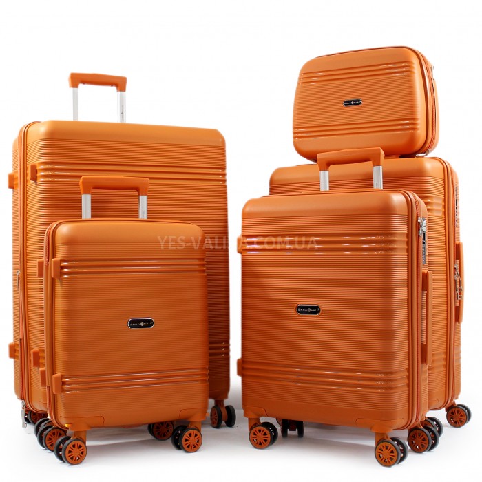 Набор чемоданов Франция (L M S XS+BC-5шт) полипропилен оранж/Snowball, фото 1
