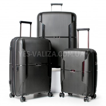 Набір валіз Франція (L M S-3шт) поліпропілен чорний/Airtex 245