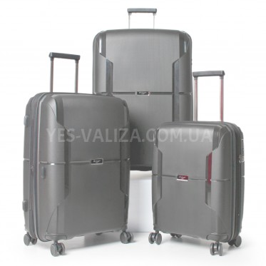 Набор чемоданов Франция (L M S-3шт) полипропилен серый/Airtex 245