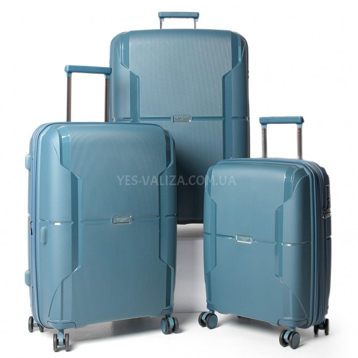 Набір валіз Франція (L M S-3шт) поліпропілен синій/Airtex 245, фото 1