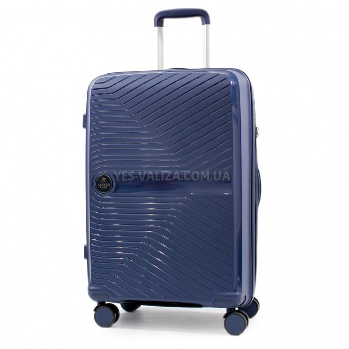 Валіза середня M поліпропілен синя 65х44х27(+5)см/80л/3.4кг/Airtex 280, фото 1