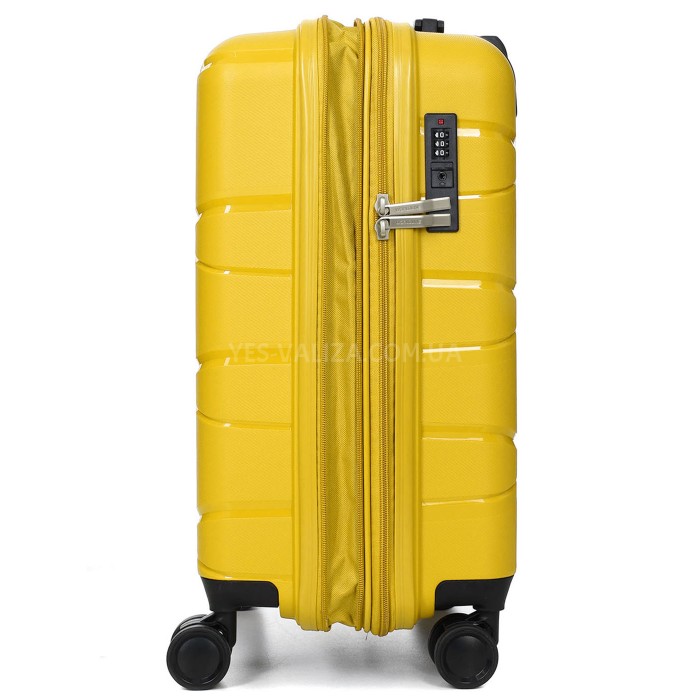 Валіза мала S поліпропілен жовта 55х38х24(+5)см/49л/3кг/Worldline 289, фото 8