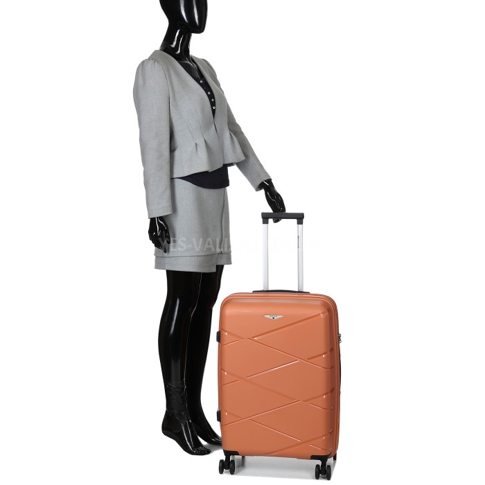 Чемодан средний М полипропилен оранж 65х44х28+5/77л/3.4кг/Worldline289, фото 11