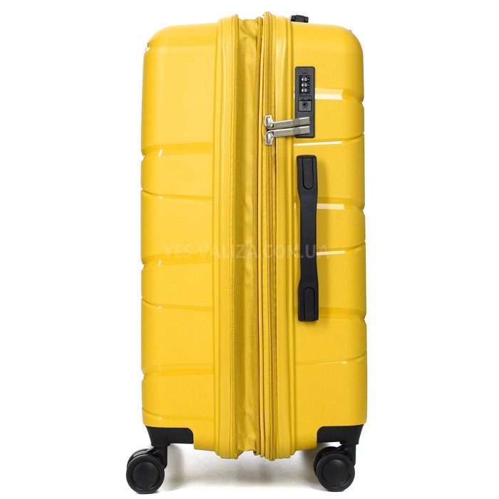 Валіза середня М поліпропілен жовта 65х44х28+5/77л/3.4кг/Worldline 289, фото 5