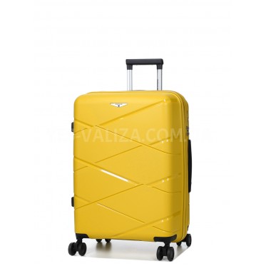 Валіза середня М поліпропілен жовта 65х44х28+5/77л/3.4кг/Worldline 289
