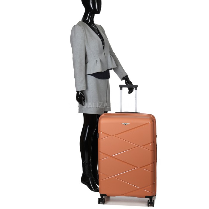 Чемодан большой L полипропилен оранж 75х50х31+5/115л/4.4кгWorldline289, фото 10