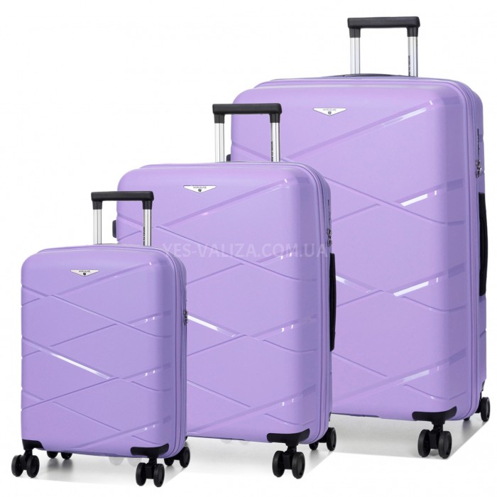 Набор чемоданов Франция (L M S-3шт) полипропилен сирень/Worldline 289, фото 1