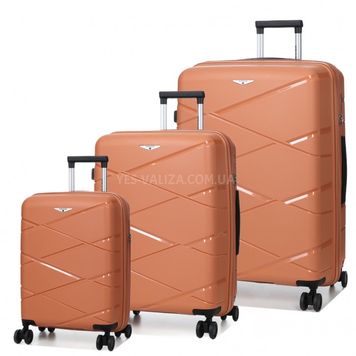 Набор чемоданов Франция (L M S-3шт) полипропилен оранж/Worldline 289, фото 1