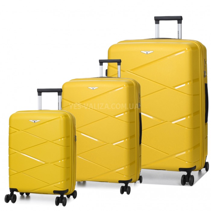Набір валіз Франція (L M S-3шт) поліпропілен жовта Worldline 289, фото 1