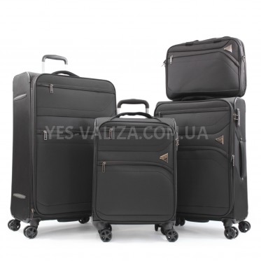 Набір валіз Франція (L M S+BC-4шт) тканина чорний/Snowball 21505