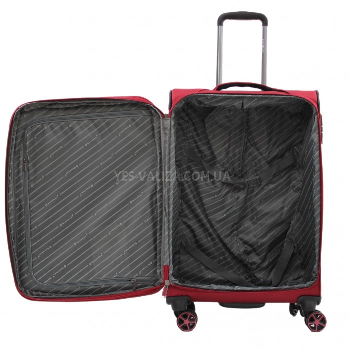 Чемодан средний M ткань красный 67х44х25+5см/78л/3.1кг/Snowball 21505, фото 9