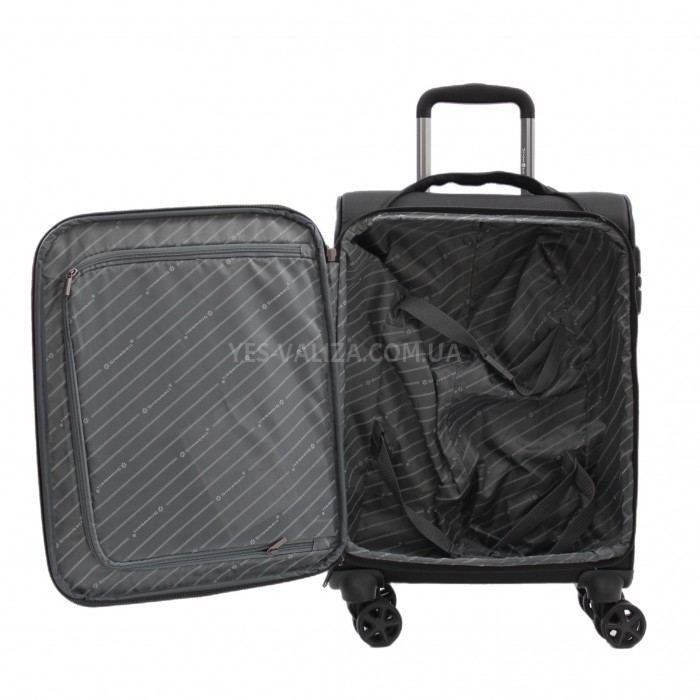 Валіза ручна поклажа S тканина чорний 55х37х20/35л/2.7кг/Snowbal 21505, фото 8