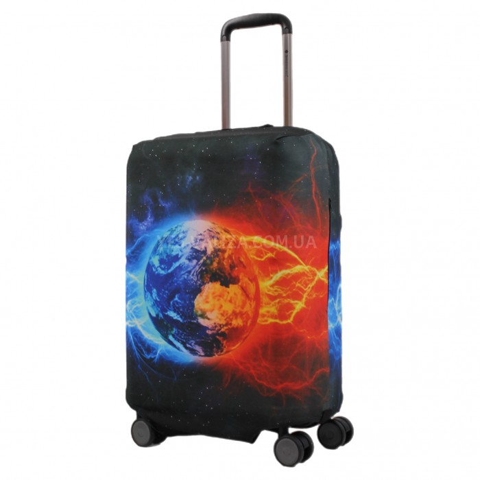 Чехол для чемодана Польша малый S ткань (дайвинг) планета/Fly 181-20, фото 2