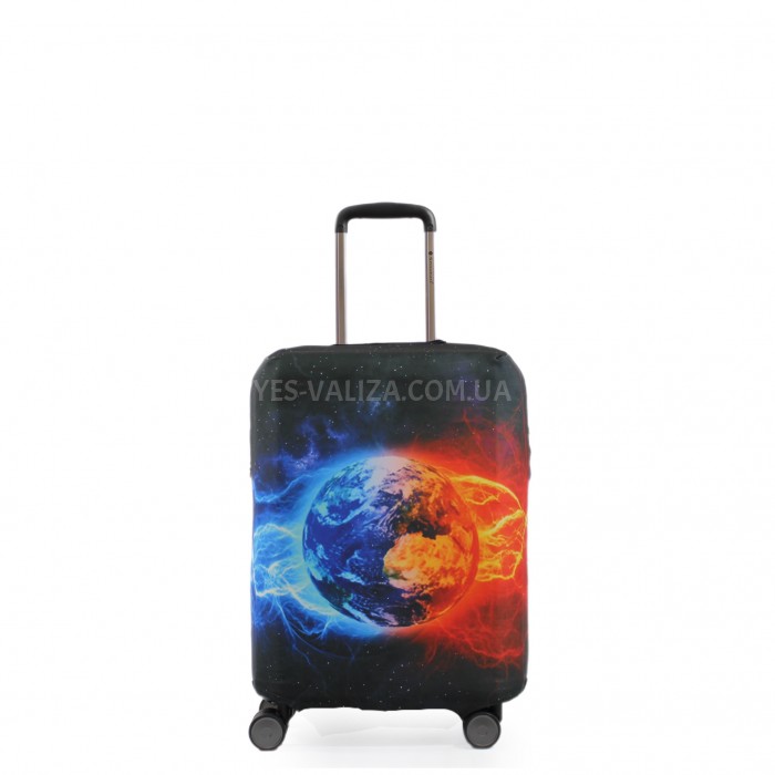 Чехол для чемодана Польша малый S ткань (дайвинг) планета/Fly 181-20, фото 1